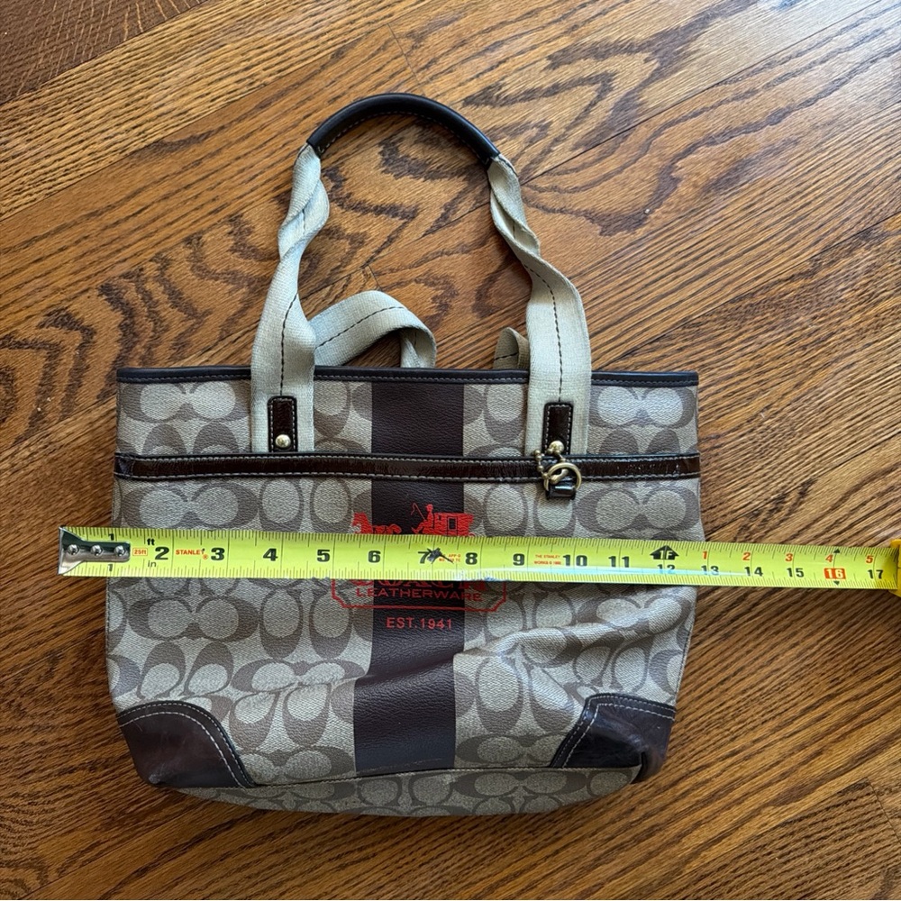 Coach Beige and Brown Signature Tote - Picture 3 of 6
